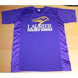 Wilfrid Laurier University Golden Hawks Logo Short Sleeve Shirt Large Purple